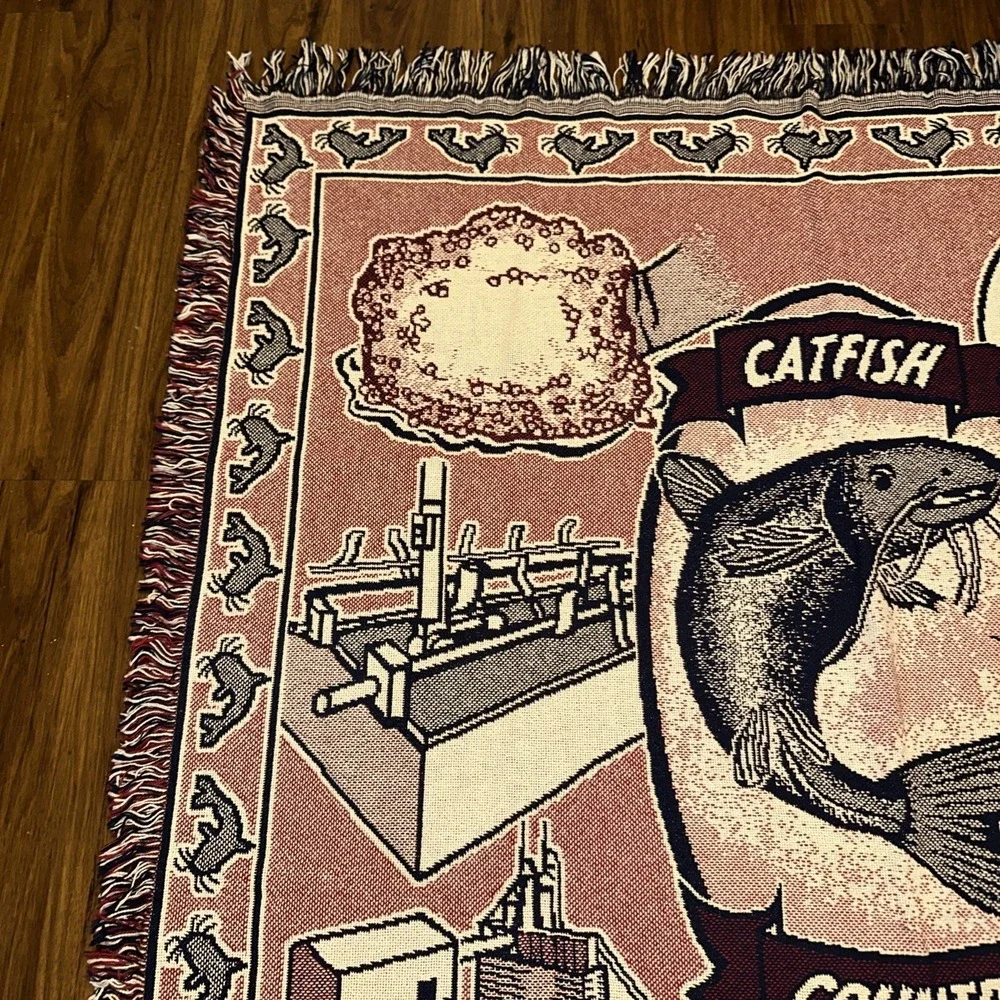 Catfish Country Woven Throw Blanket Fishing Fisherman Tapestry 70